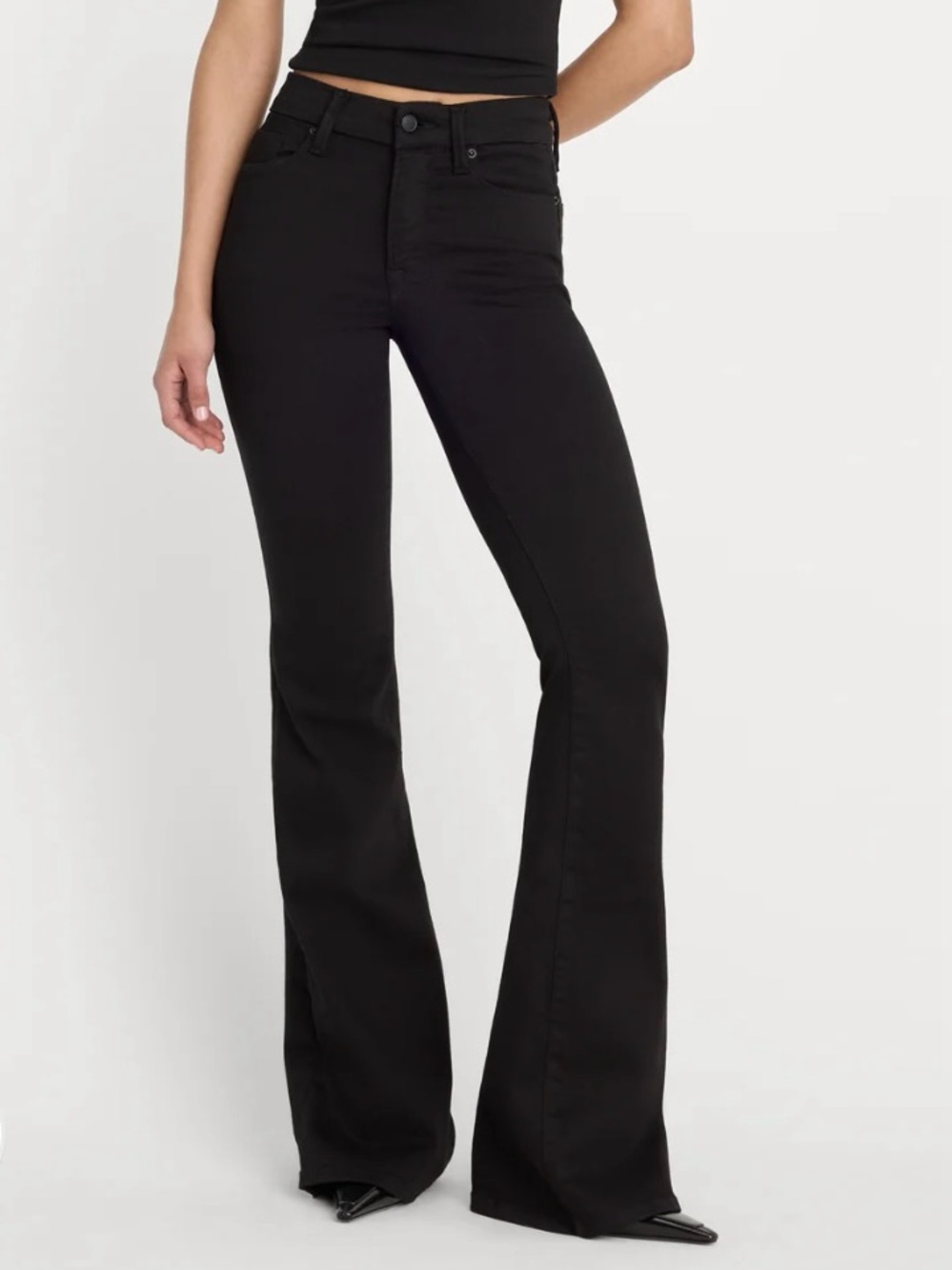 Good American Women's High-Rise Black Flared Jeans